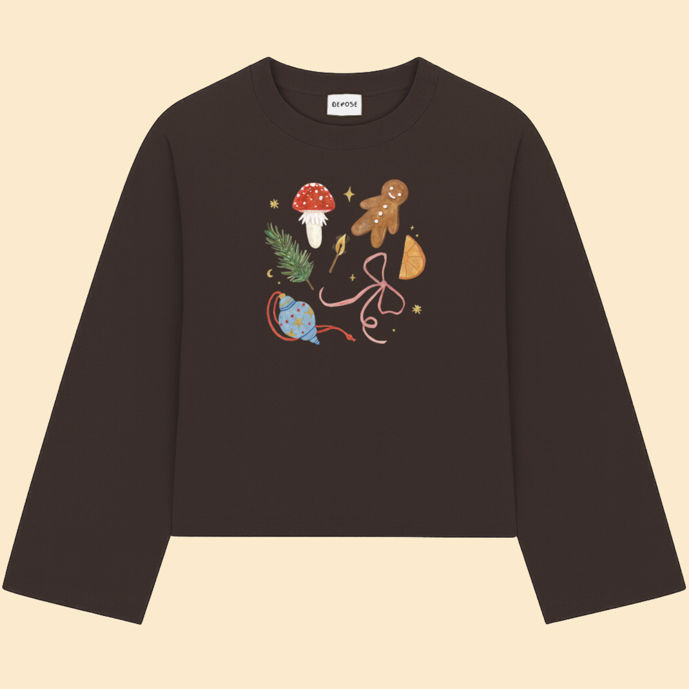 Longsleeve CHRISTMAS brąz