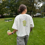 Biała koszulka MATCHA DEPOSE oversize z grafiką matcha latte – unisex t-shirt 100% bawełna, idealny prezent dla fana matchy