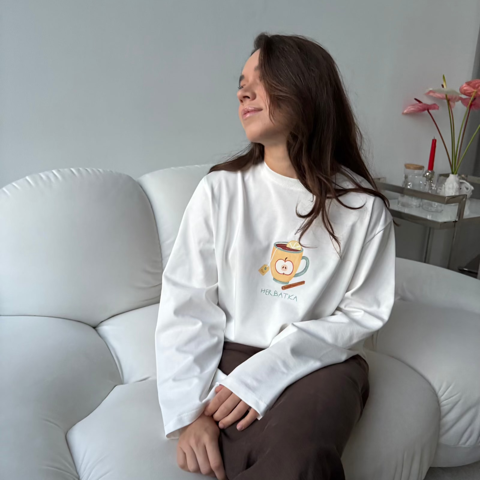 Longsleeve HERBATKA kremowy