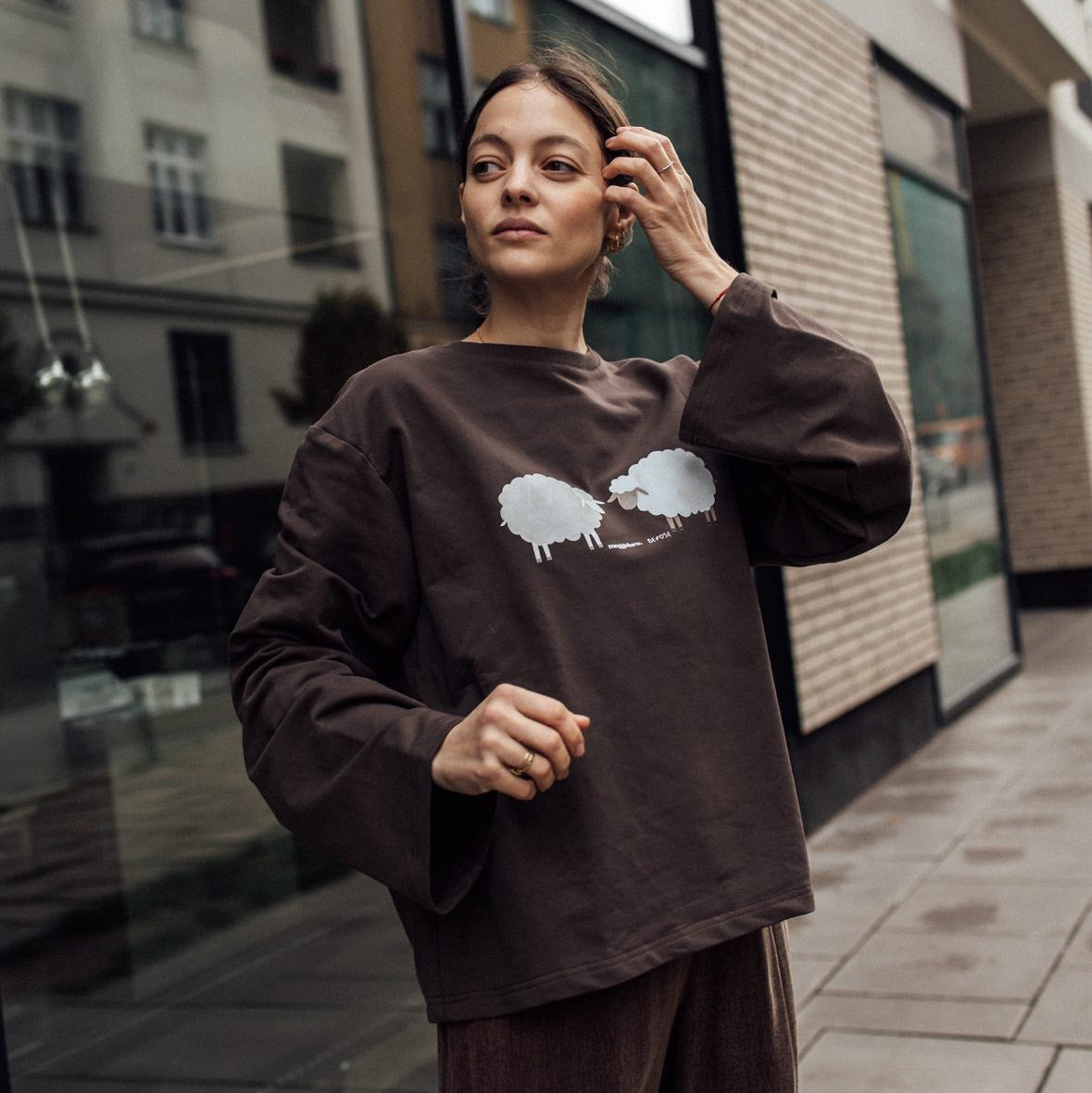 Longsleeve MEGGSTORE x DEPOSE brąz